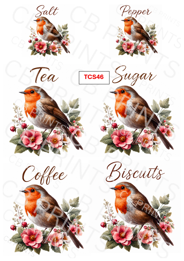 Robin Tea Coffee Sugar Biscuit Decoupage Print TCS46 | Mulberry Paper