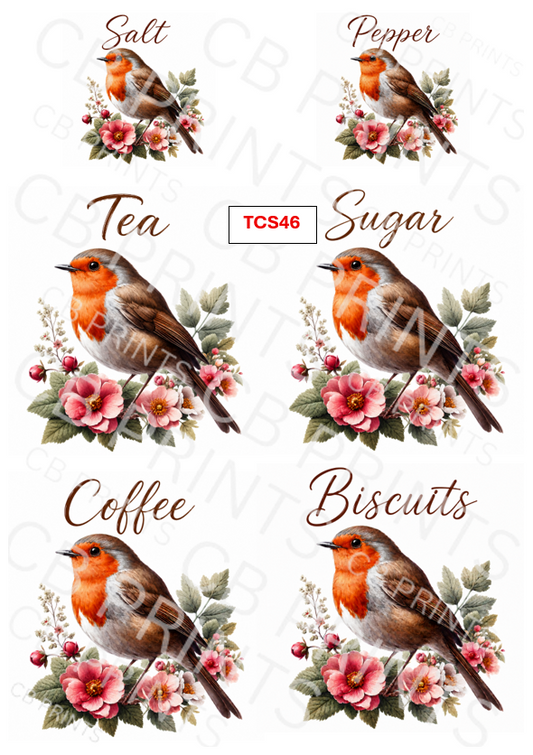 Robin Tea Coffee Sugar Biscuit Decoupage Print TCS46 | Mulberry Paper