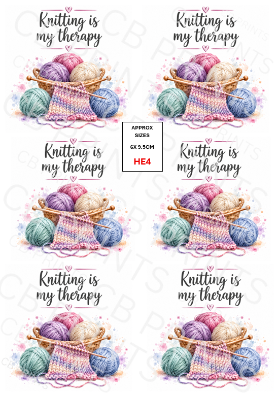 Knitting Decoupage Paper Print HE4 | Mulberry Paper | CB Paper Prints