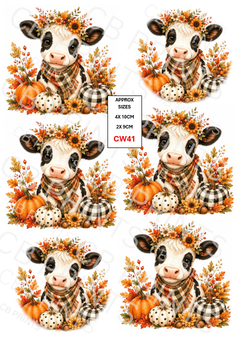 Autumn Cow Decoupage Paper Print CW41 | Mulberry Paper | CB Paper Prints