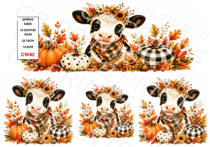 Autumn Cow Decoupage Paper Print CW42 | Mulberry Paper | CB Paper Prints