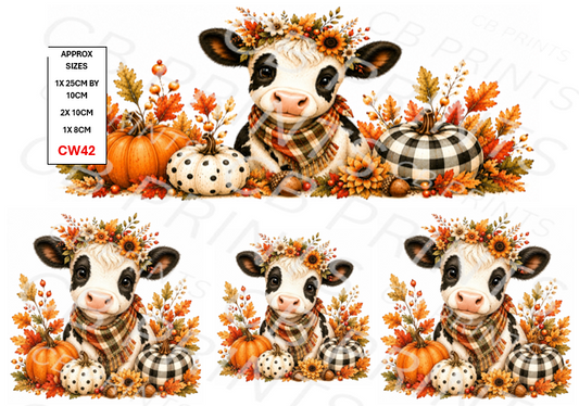 Autumn Cow Decoupage Paper Print CW42 | Mulberry Paper | CB Paper Prints