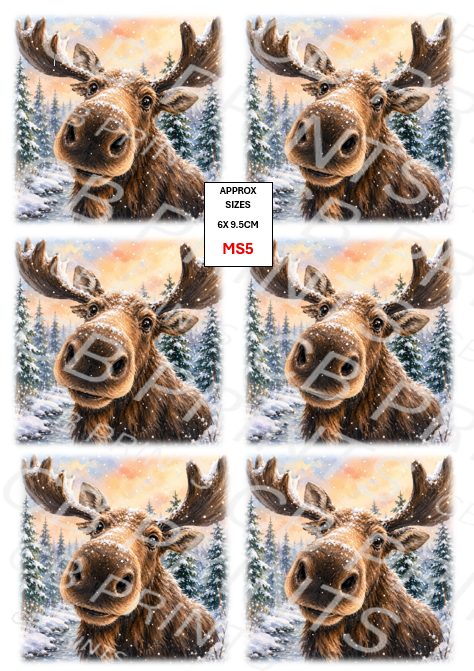 Moose Decoupage Print MS5 | Mulberry Paper