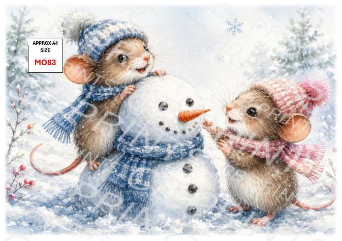 Christmas Mouse Decoupage Paper MO83 – Mulberry Paper Print