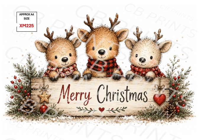 Christmas Stag Decoupage Print XM225 | Mulberry Paper