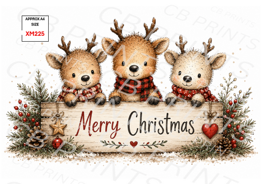 Christmas Stag Decoupage Print XM225 | Mulberry Paper