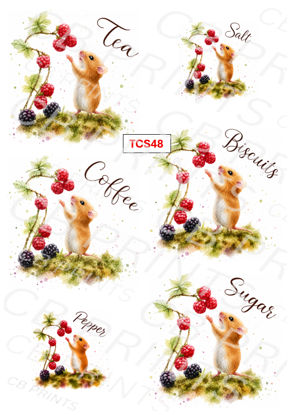 Mouse Tea, Coffee, Sugar Decoupage Paper TCS48 – Mulberry Paper Print