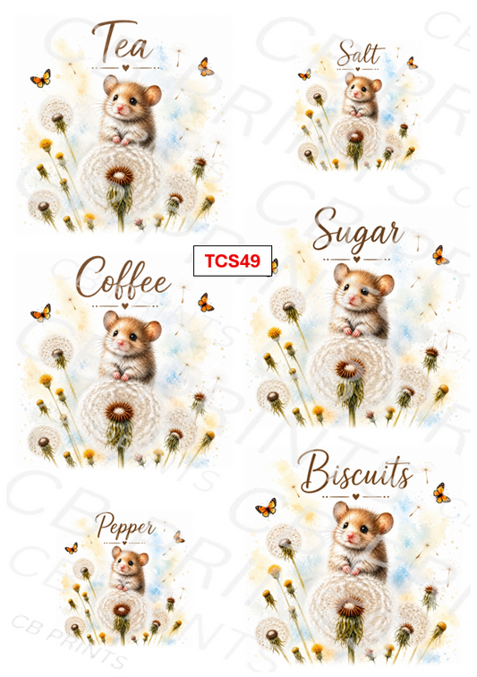 Mouse Tea, Coffee, Sugar Decoupage Paper TCS49 – Mulberry Paper Print