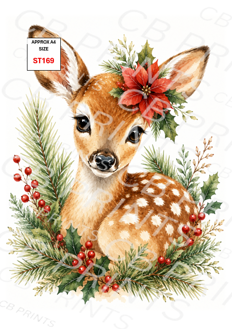 Christmas Deer Decoupage Print ST169 | Mulberry Paper