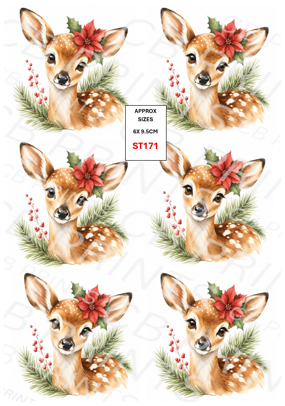 Christmas Deer Decoupage Print ST171 | Mulberry Paper