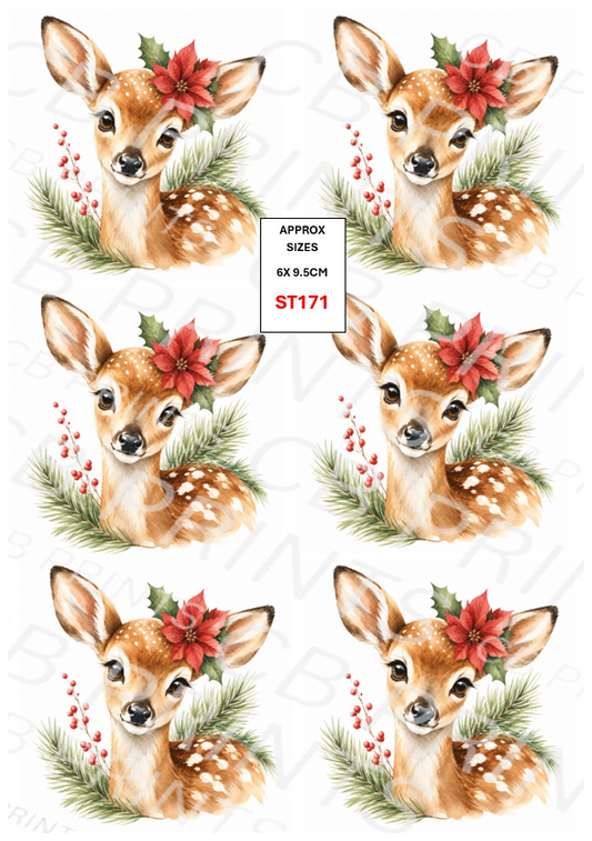 Christmas Deer Decoupage Print ST171 | Mulberry Paper