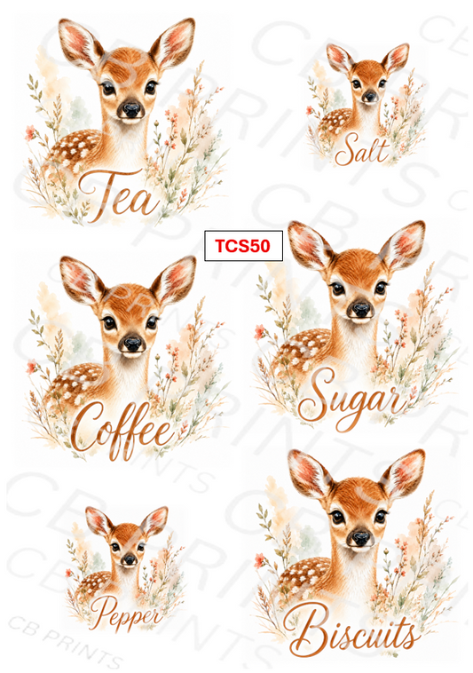 Deer Tea, Coffee, Sugar Decoupage Paper TCS50 – Mulberry Paper Print