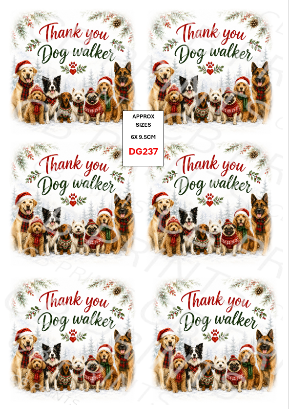 Christmas Dog Walker Decoupage Paper Print DG237 | Mulberry Paper