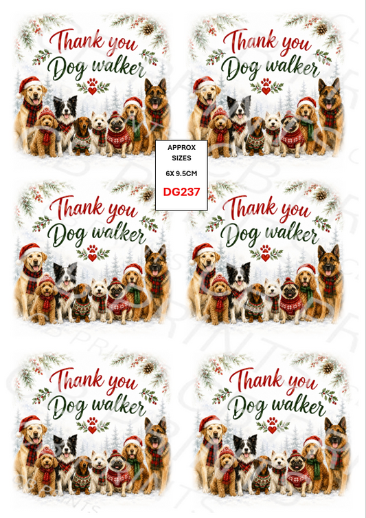 Christmas Dog Walker Decoupage Paper Print DG237 | Mulberry Paper
