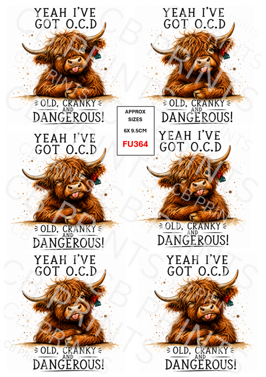Funny Highland cow Decoupage Print FU364 | Mulberry Paper