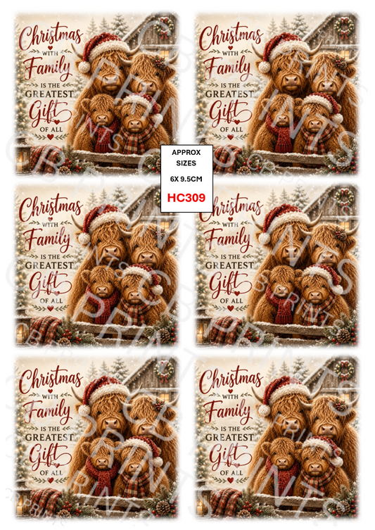 Christmas highland cow Decoupage Paper Print HC309 – Mulberry Paper