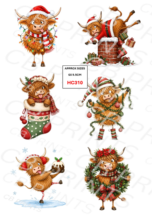 Christmas highland cow Decoupage Paper Print HC310 – Mulberry Paper