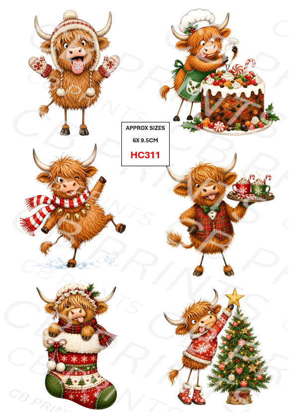 Christmas highland cow Decoupage Paper Print HC311 – Mulberry Paper