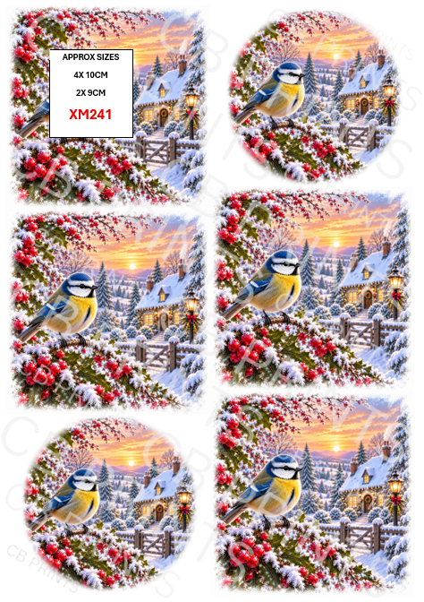 Blue tit Christmas Decoupage Paper Print XM241 – Mulberry Paper
