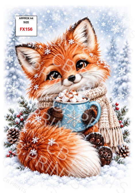 Christmas Fox Decoupage Print FX156 | Mulberry Paper