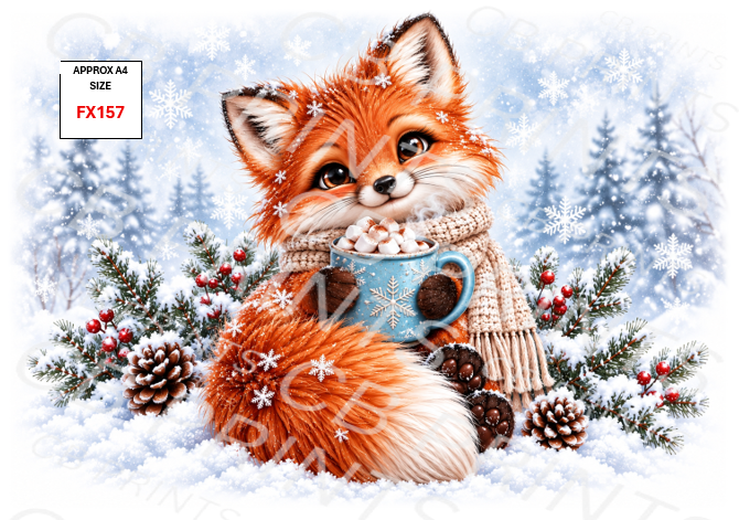 Christmas Fox Decoupage Print FX157 | Mulberry Paper