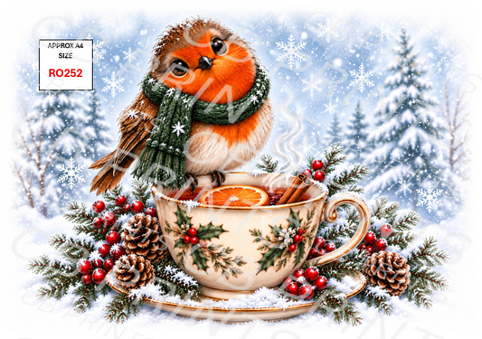 Robin Decoupage Paper Print RO252 | Mulberry Paper