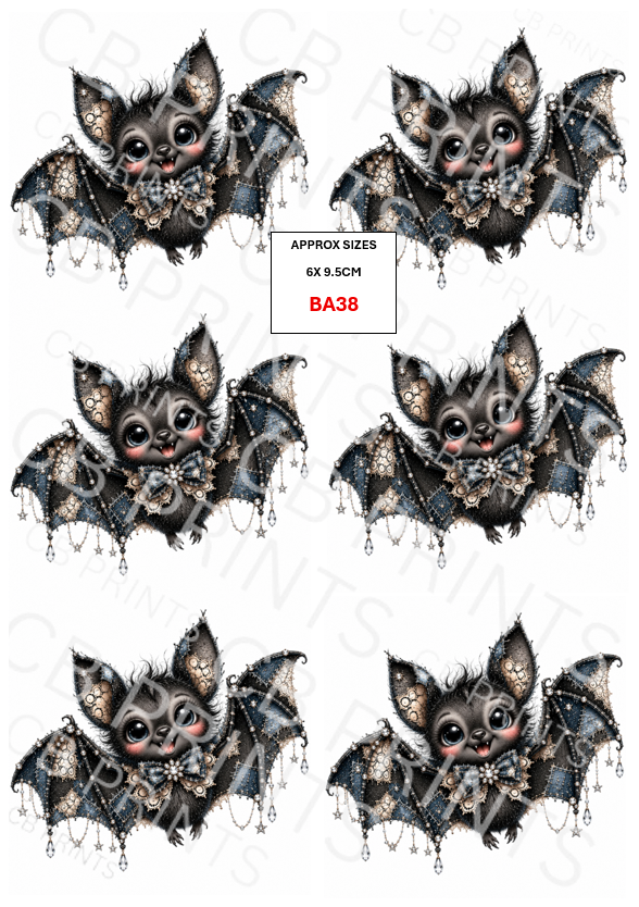 Bat Decoupage Paper BA38 – Mulberry Paper Print