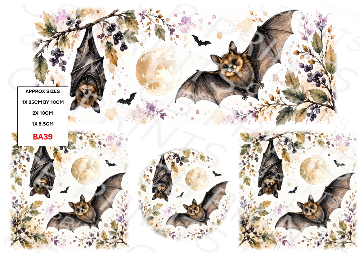 Bat Decoupage Paper BA39 – Mulberry Paper Print