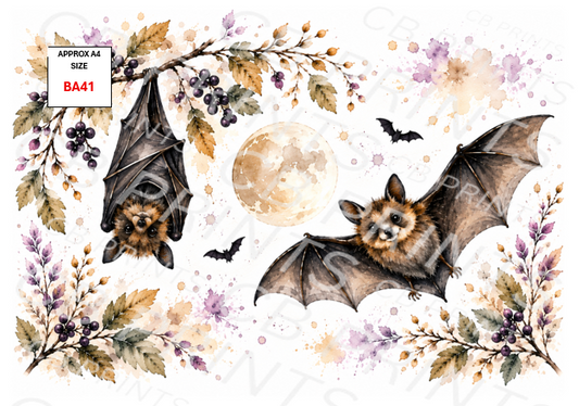 Bat Decoupage Paper BA41 – Mulberry Paper Print