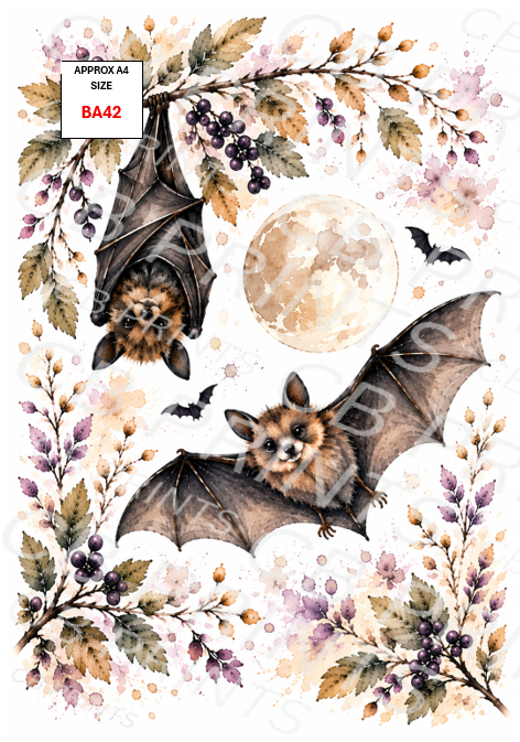 Bat Decoupage Paper BA42 – Mulberry Paper Print