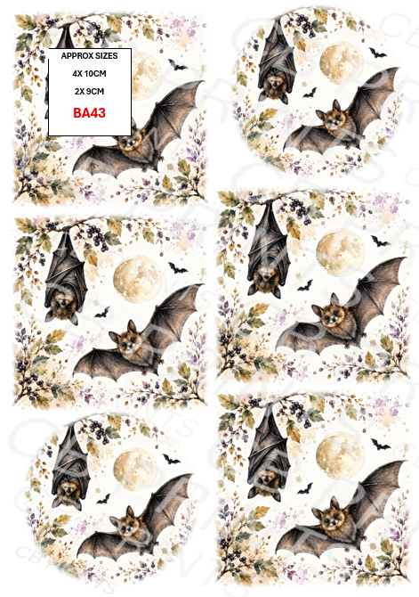 Bat Decoupage Paper BA43 – Mulberry Paper Print