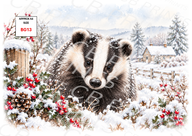 Badger Decoupage Print BG13 | Mulberry Paper