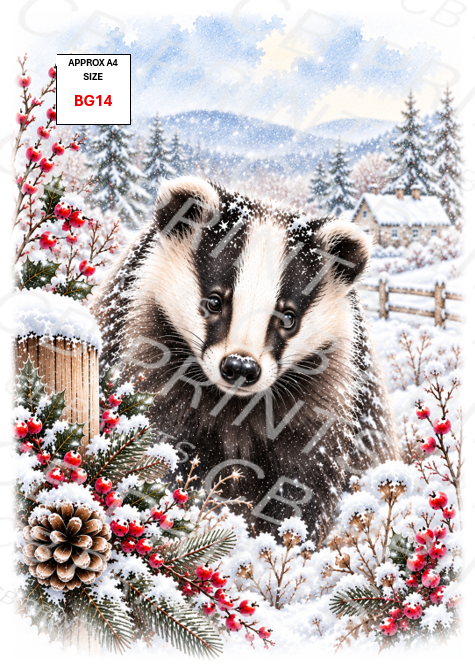 Badger Decoupage Print BG14 | Mulberry Paper