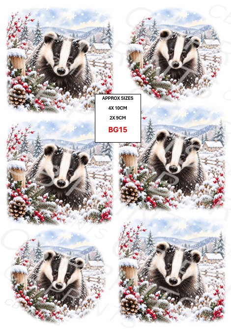 Badger Decoupage Print BG15 | Mulberry Paper