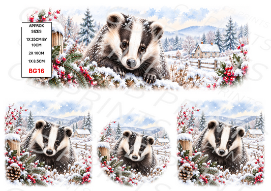 Badger Decoupage Print BG16 | Mulberry Paper