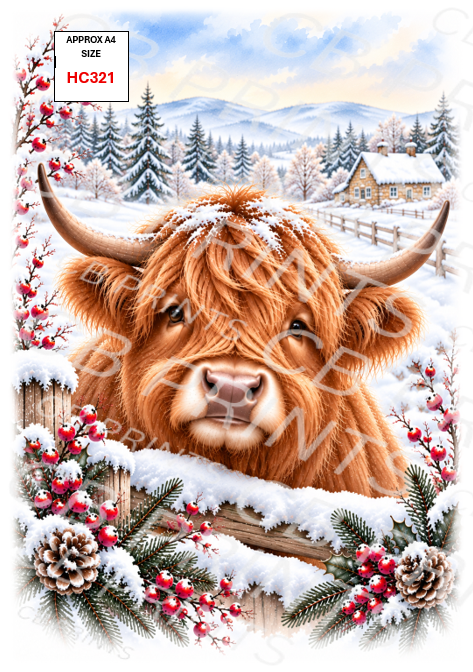 Highland Cow Decoupage Print HC321 | Mulberry Paper