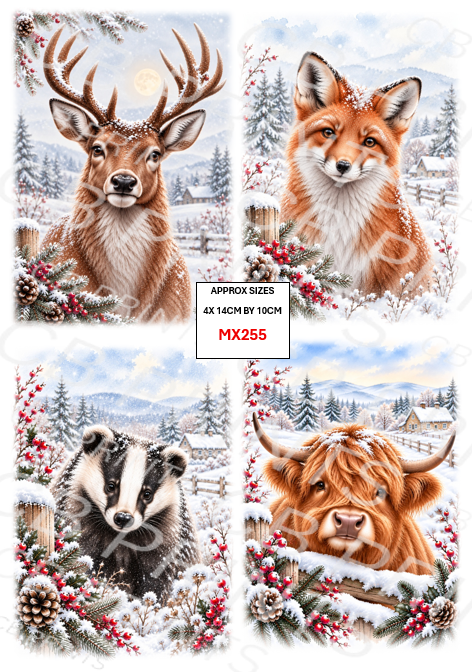 Mixed Animal Decoupage Print MX255 | Mulberry Paper