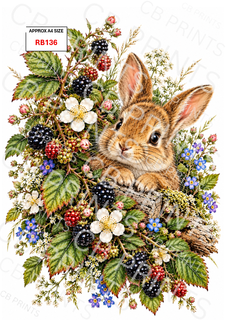Rabbit Decoupage Print RB136 | Mulberry Paper