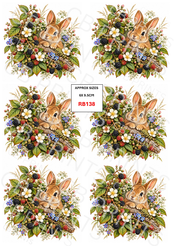 Rabbit Decoupage Print RB138 | Mulberry Paper