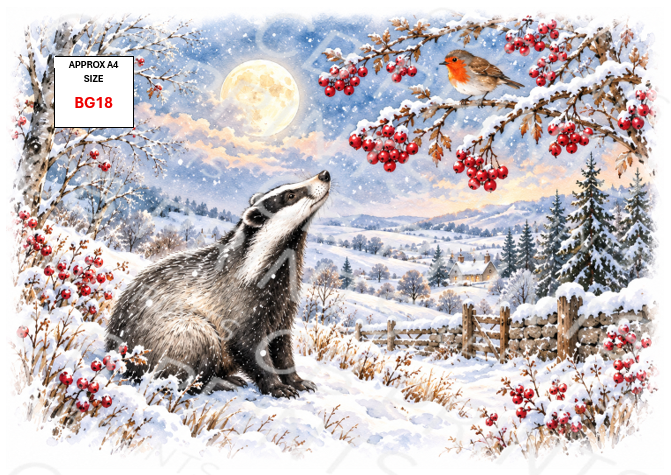 Badger Decoupage Print BG18 | Mulberry Paper