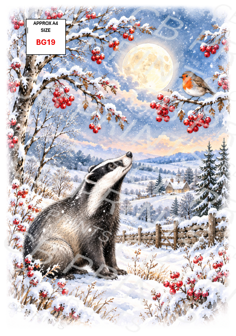 Badger Decoupage Print BG19 | Mulberry Paper