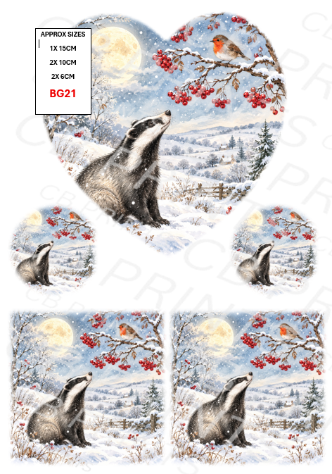 Badger Decoupage Print BG21 | Mulberry Paper