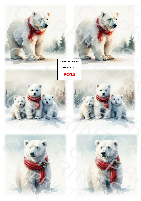 Polar Bear Decoupage Paper PO14 – Mulberry Paper Print