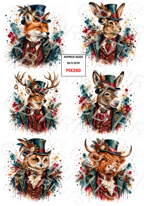 Mixed Animal Decoupage Print MX260 | Mulberry Paper