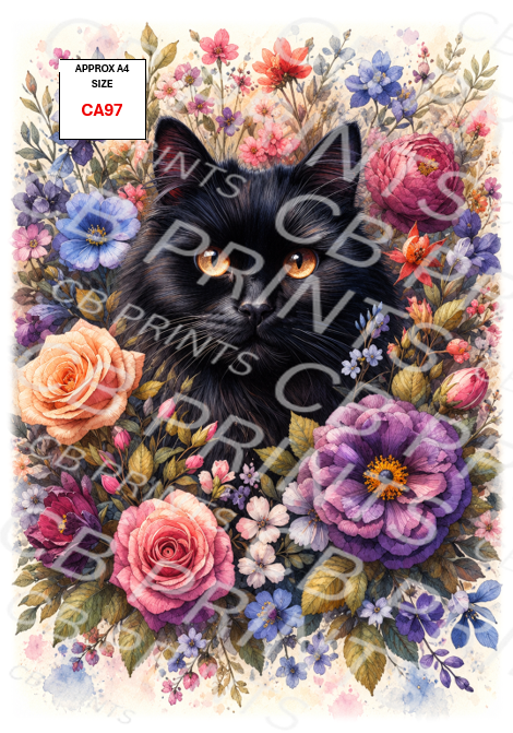 Cat Decoupage Paper Print CA97 | Mulberry Paper