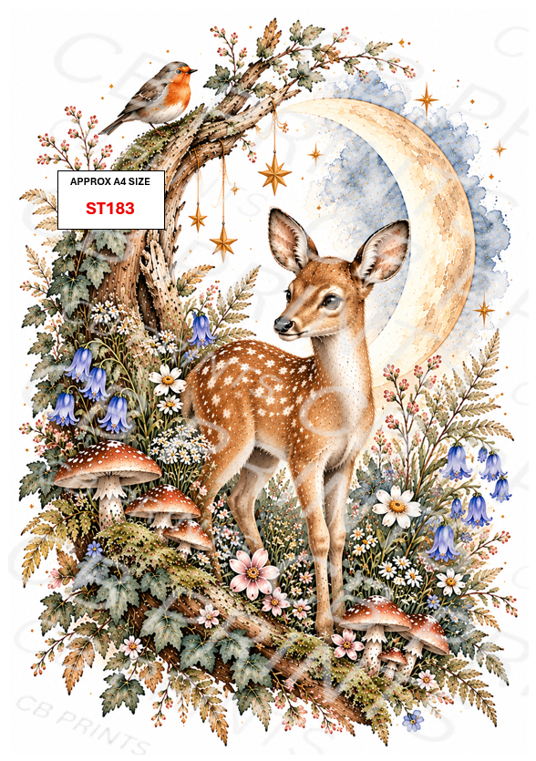Deer Decoupage Paper Print ST183 | Mulberry Paper